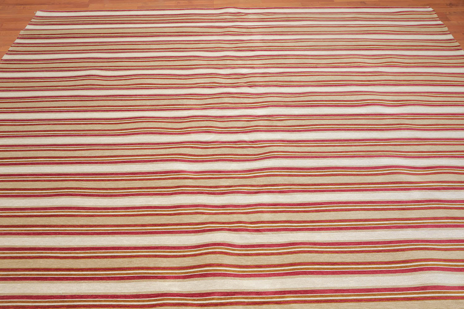 9x12 Beige, Tan, Burgundy Color Machine Made Striped 100% Cotton Traditional Oriental Rug