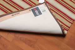 9x12 Beige, Tan, Burgundy Color Machine Made Striped 100% Cotton Traditional Oriental Rug