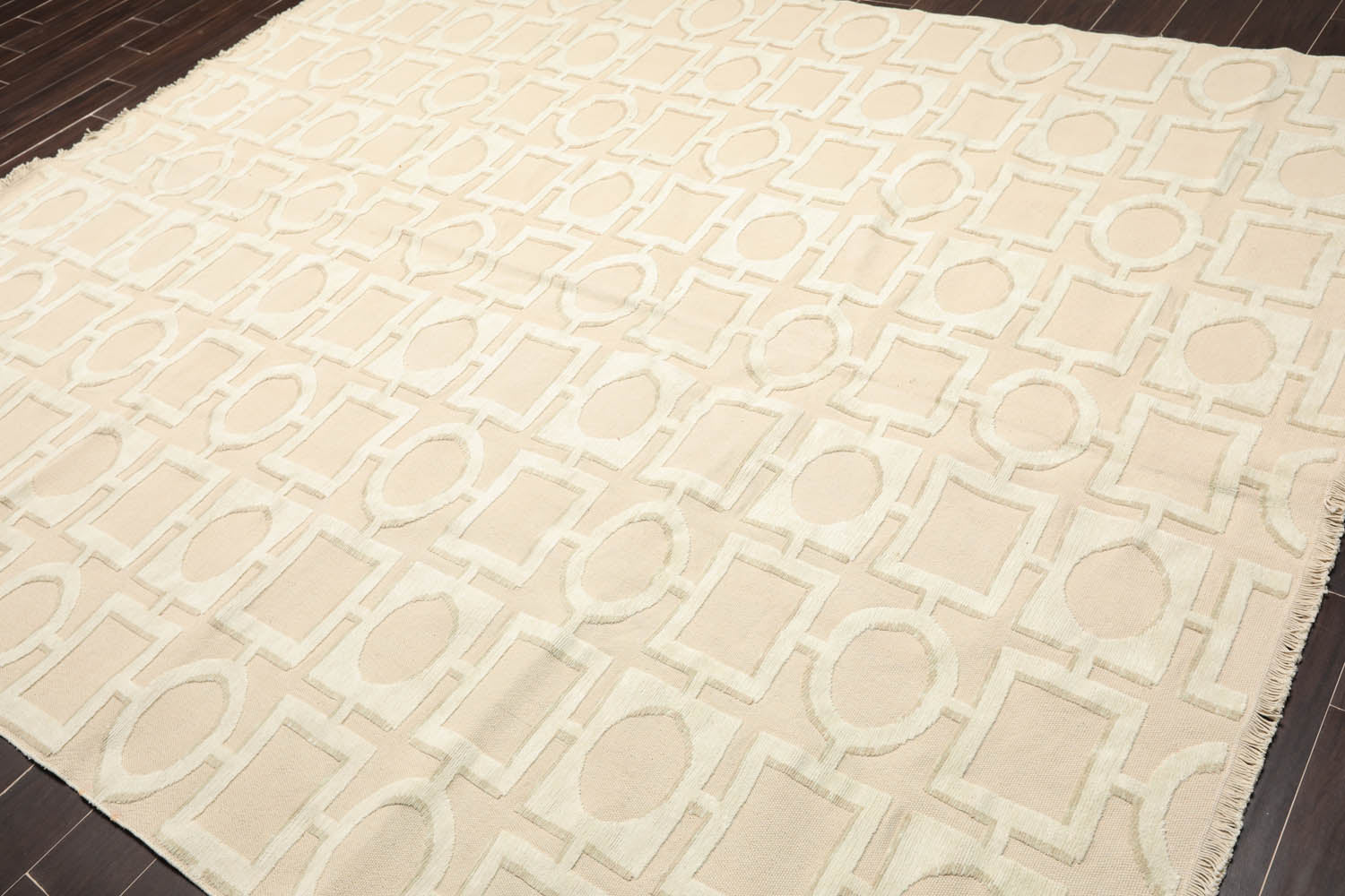 8x10 Beige, Sea Foam, Tan Color Hand Knotted All-Over 100% Wool Modern Oriental Rug