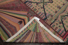 6x9 Lime, Pink, Teal Color Hand Woven French Needlepoint Wool Art Deco Oriental Rug