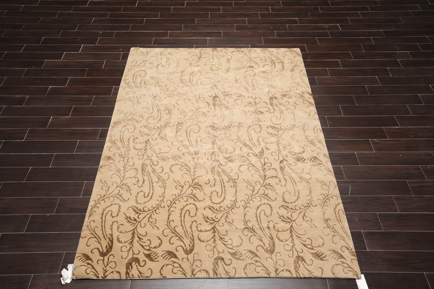 6x9 Beige, Brown, Color Hand Knotted All-Over 100% Wool Transitional Oriental Rug