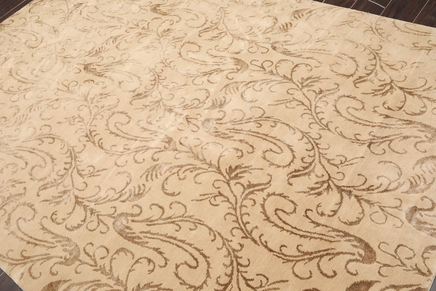 6x9 Beige, Brown, Color Hand Knotted All-Over 100% Wool Transitional Oriental Rug