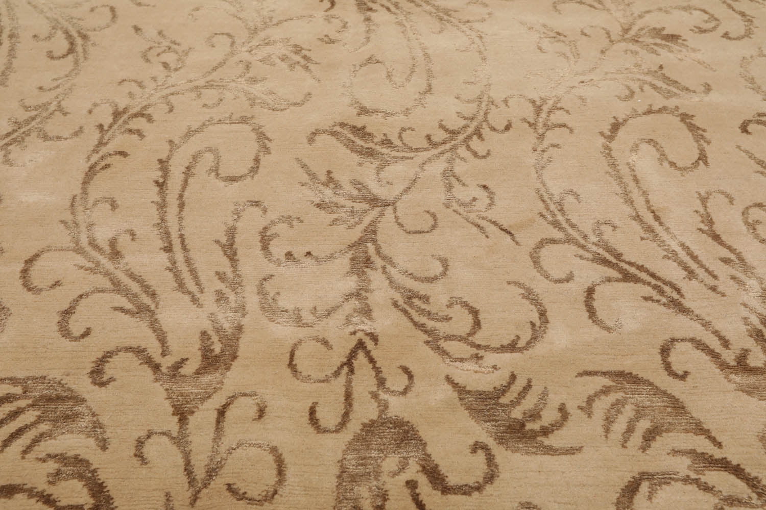 6x9 Beige, Brown, Color Hand Knotted All-Over 100% Wool Transitional Oriental Rug