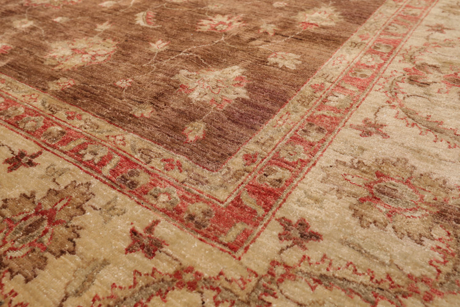 8x10 Brown, Beige, Coral Color Hand Knotted All-Over 100% Wool Traditional Oriental Rug