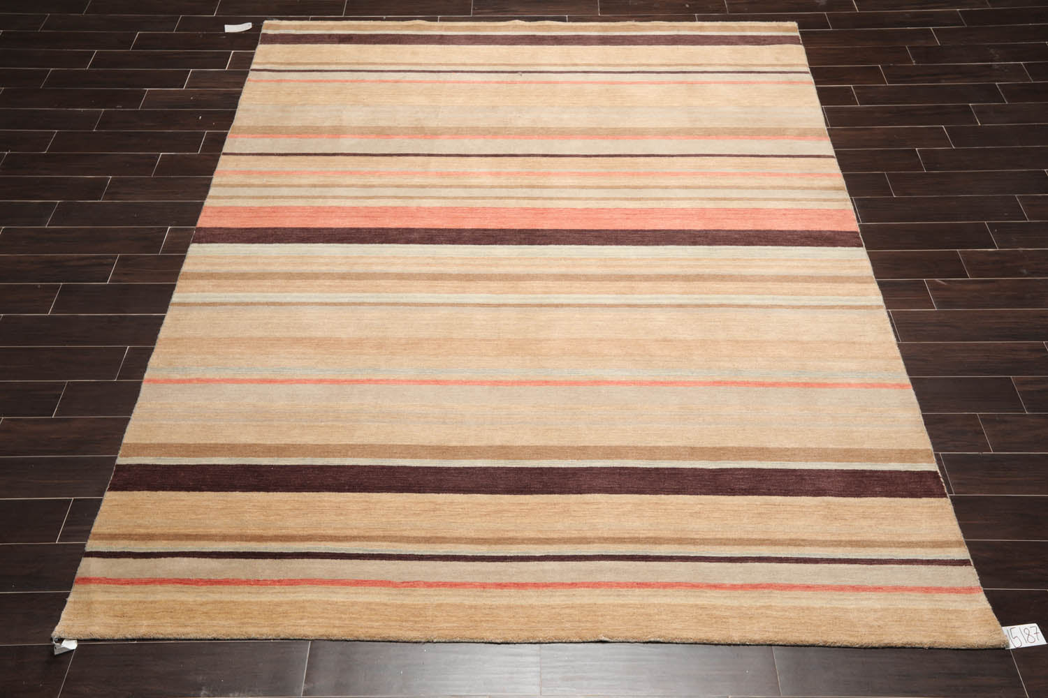 8x10 Beige, Tan, Coral Color Hand Knotted All-Over 100% Wool Modern Oriental Rug