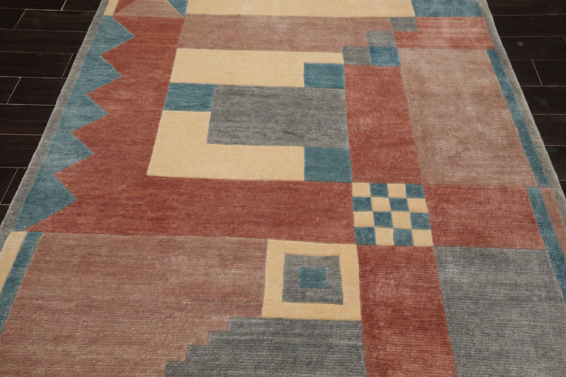 5x8 Gray, Ivory, Taupe Color Hand Knotted Tibetan New Zealand Wool Modern & Contemporary Oriental Rug
