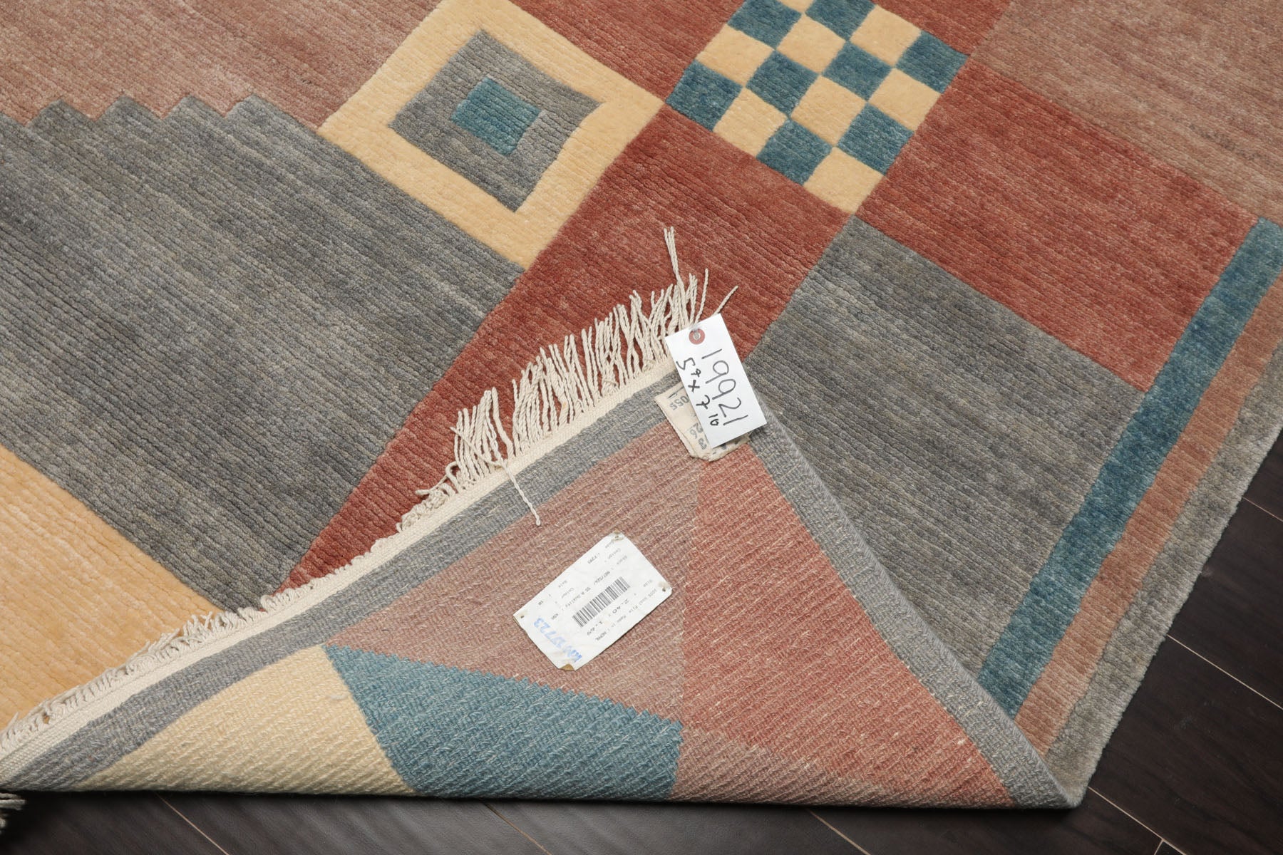 5x8 Gray, Ivory, Taupe Color Hand Knotted Tibetan New Zealand Wool Modern & Contemporary Oriental Rug