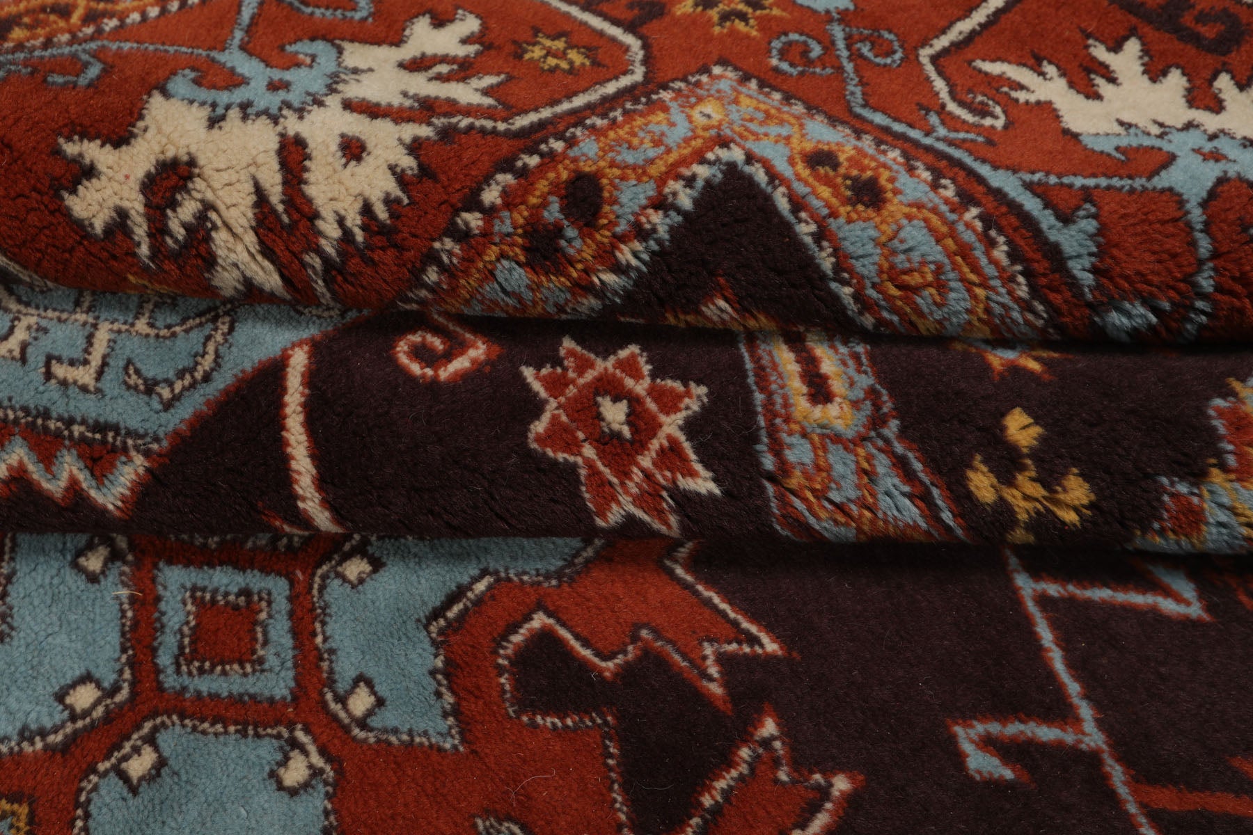 5x7 Chocolate, Burnt Orange, Blue Color Hand Knotted Oushak Wool Arts & Crafts Oriental Rug