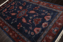 5x8 Navy, Rose, Blush Color Hand Knotted Tibetan New Zealand Wool Arts & Crafts Oriental Rug