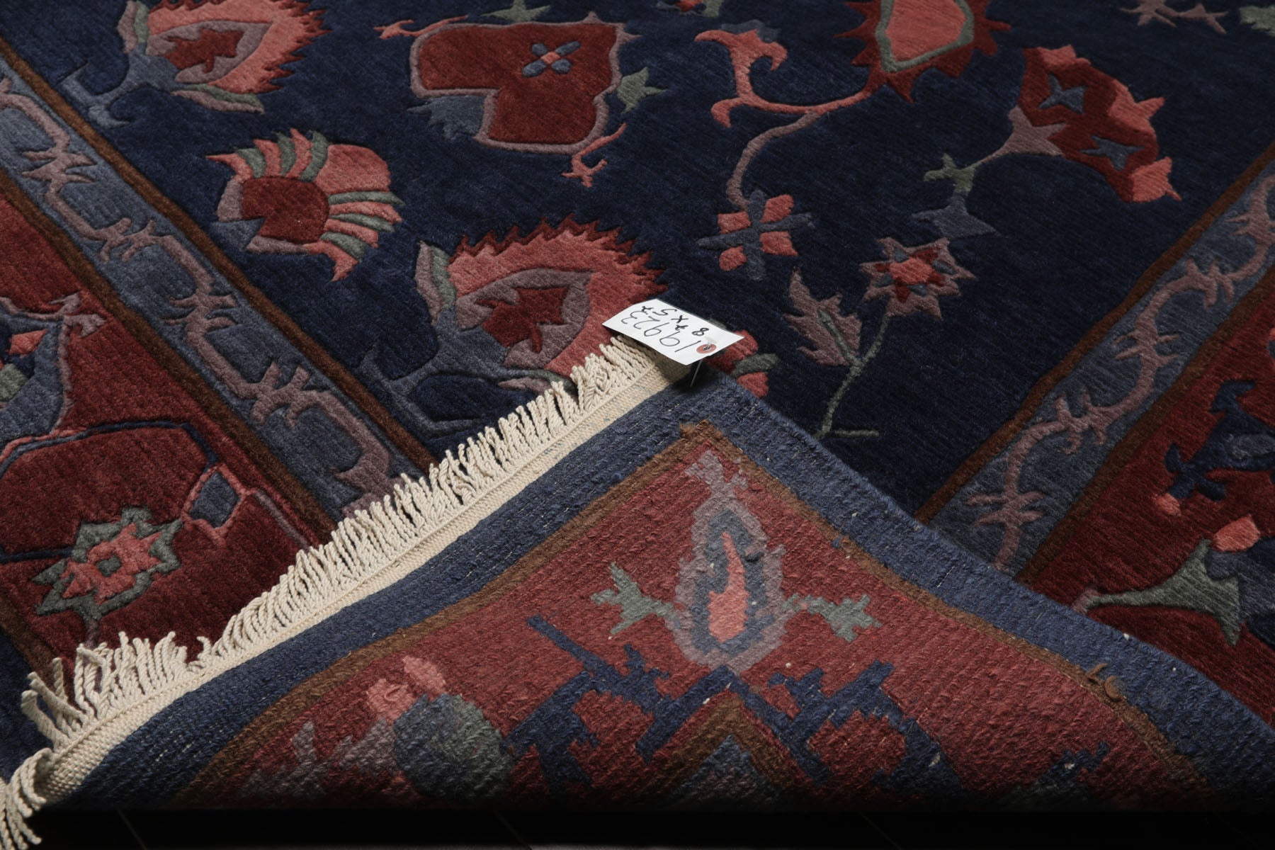 5x8 Navy, Rose, Blush Color Hand Knotted Tibetan New Zealand Wool Arts & Crafts Oriental Rug