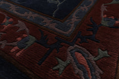 5x8 Navy, Rose, Blush Color Hand Knotted Tibetan New Zealand Wool Arts & Crafts Oriental Rug