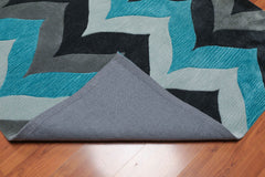 5x7 Gray, Charcoal, Aqua Color Hand Tufted All-Over 100% Polyster Contemporary Oriental Rug