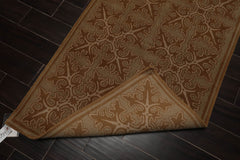 Runner Moss, Brown, Beige Color Hand Knotted All-Over 100% Wool Traditional Oriental Rug