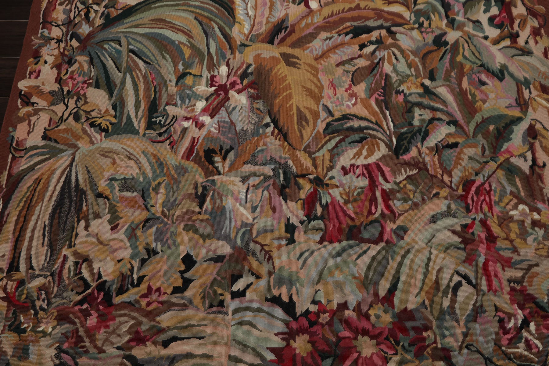 6x9 Ivory, Rose, Teal Color Hand Woven French Aubusson Tapestry Wool Traditional Oriental Rug