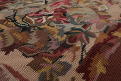 6x9 Ivory, Rose, Teal Color Hand Woven French Aubusson Tapestry Wool Traditional Oriental Rug