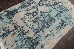 3x5 Beige, Gray, Aqua Color Hand Knotted All-Over 100% Wool Modern Oriental Rug