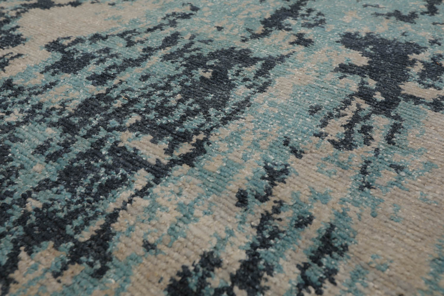 3x5 Beige, Gray, Aqua Color Hand Knotted All-Over 100% Wool Modern Oriental Rug
