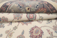 6x9 Ivory, Gray, Peach Color Hand Knotted Oushak New Zealand Wool Traditional Oriental Rug