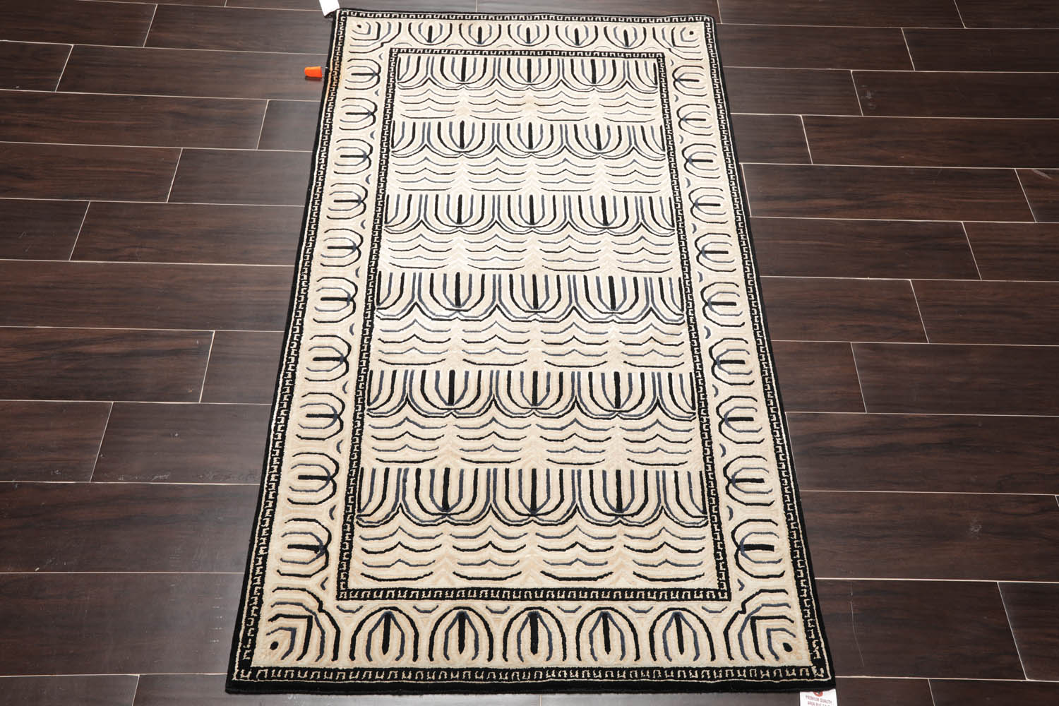 3x5 Cream, Gray, Black Color Hand Knotted All-Over 100% Wool Modern Oriental Rug