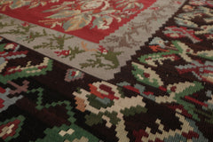7x11 Crimson, Gray, Brown Color Hand Woven Kilim Wool Arts & Crafts Oriental Rug