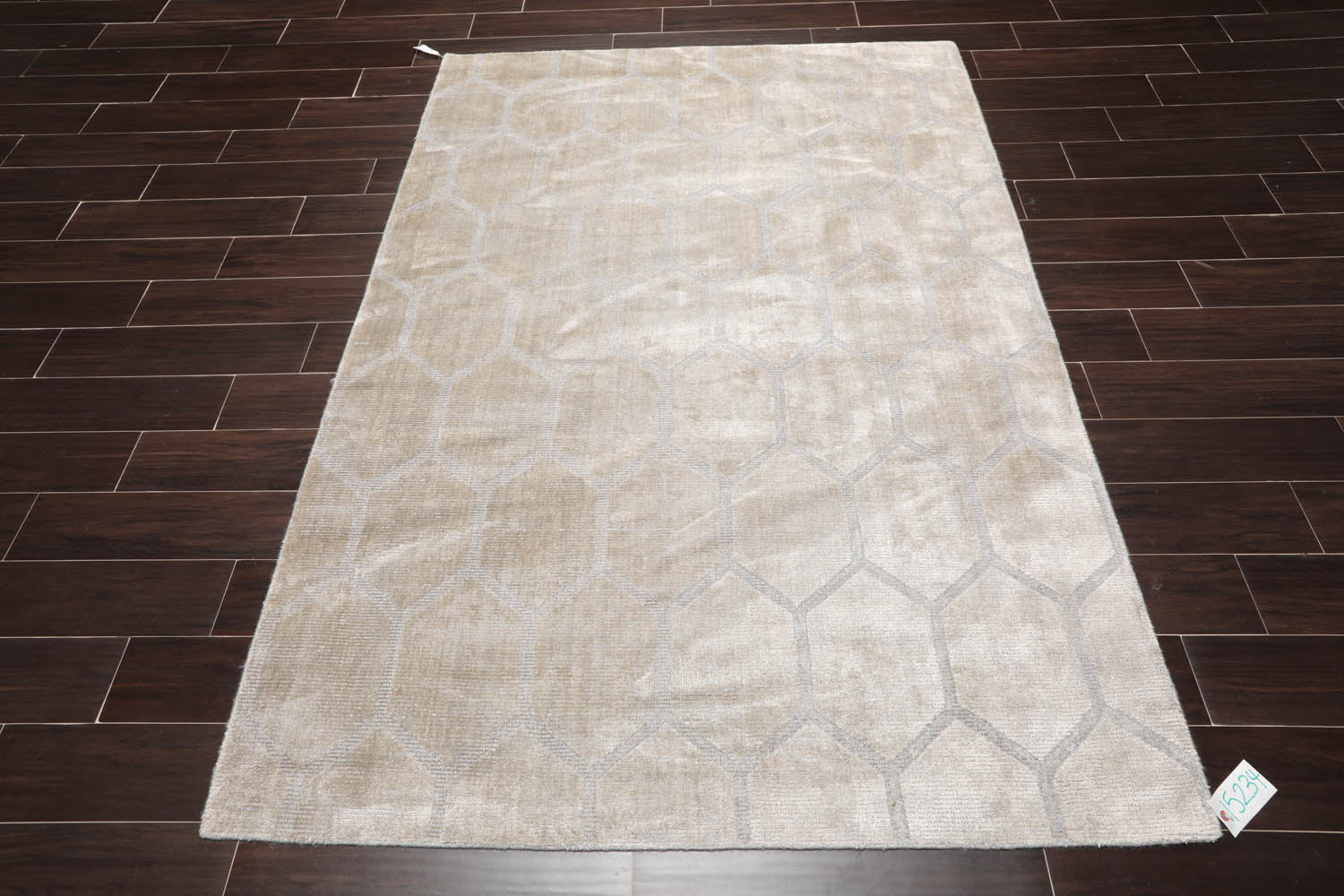 5x7 Gray, , Color Hand Knotted All-Over 100% Viscose Modern Oriental Rug