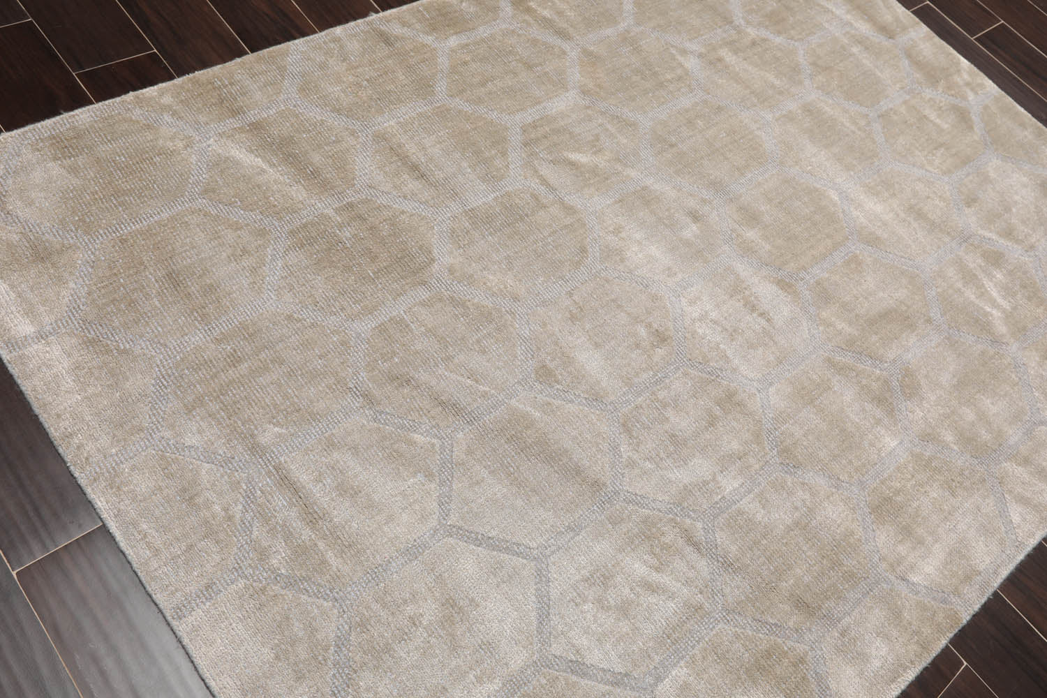 5x7 Gray, , Color Hand Knotted All-Over 100% Viscose Modern Oriental Rug