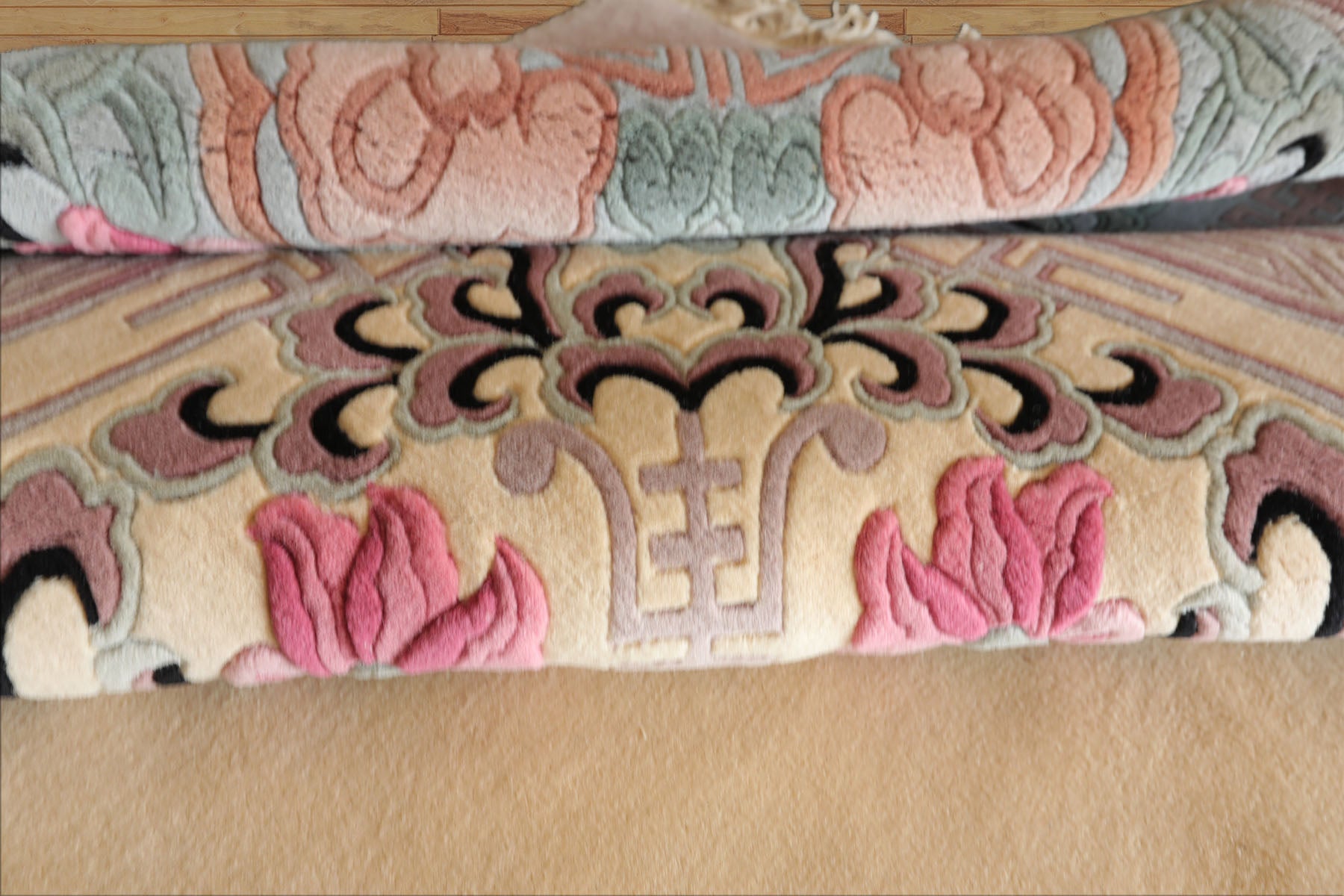 10x14 Ivory, Rose, Aqua Color Hand Knotted Aubusson Savonnerie Wool Traditional Oriental Rug