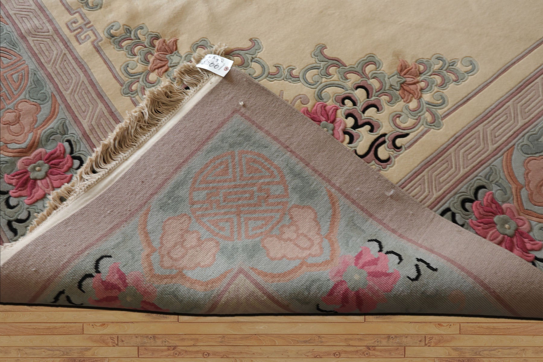 10x14 Ivory, Rose, Aqua Color Hand Knotted Aubusson Savonnerie Wool Traditional Oriental Rug
