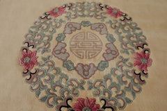10x14 Ivory, Rose, Aqua Color Hand Knotted Aubusson Savonnerie Wool Traditional Oriental Rug