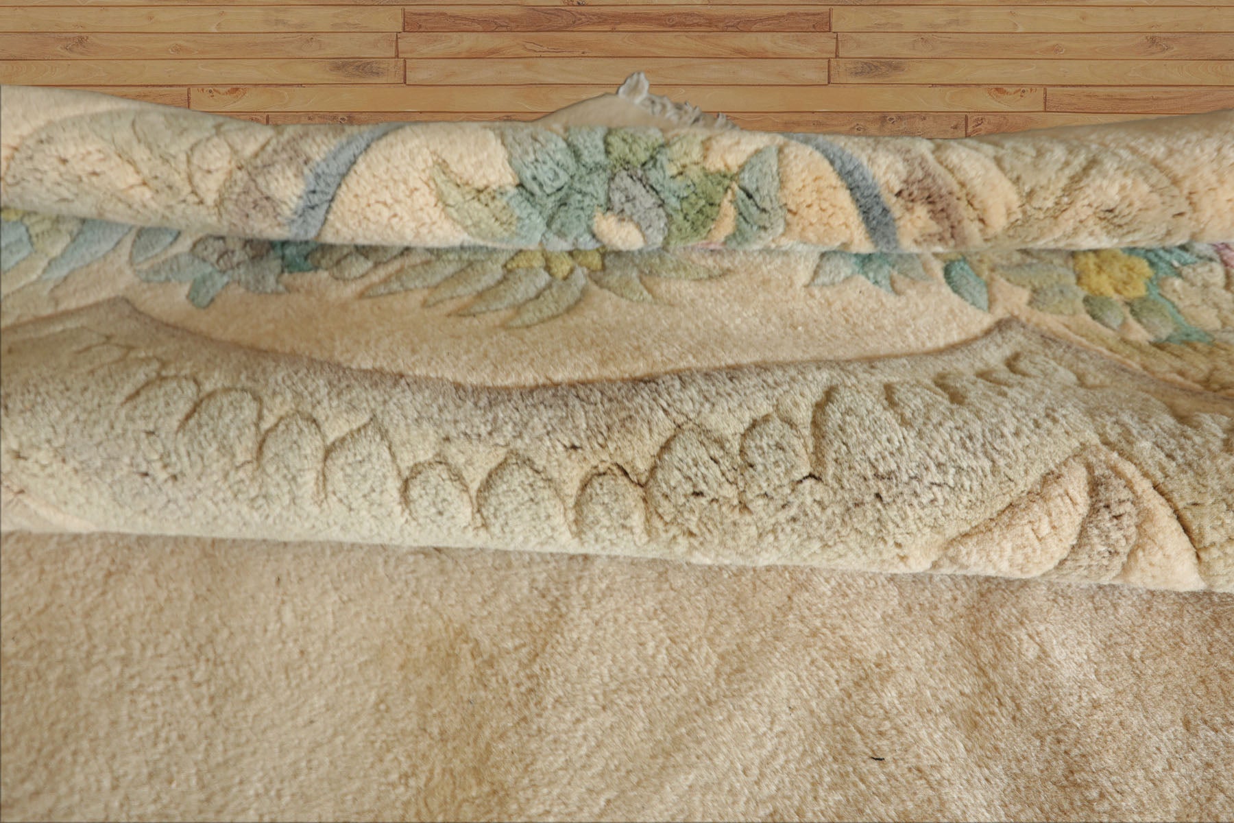 11x18 Beige, Tan, Aqua Color Hand Knotted Aubusson Savonnerie Wool Traditional Oriental Rug