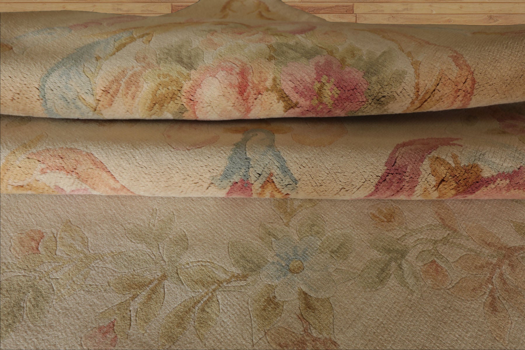 12x18 Beige, Rose, Tan Color Hand Knotted Aubusson Savonnerie Silk Traditional Oriental Rug