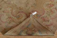 12x18 Beige, Rose, Tan Color Hand Knotted Aubusson Savonnerie Silk Traditional Oriental Rug