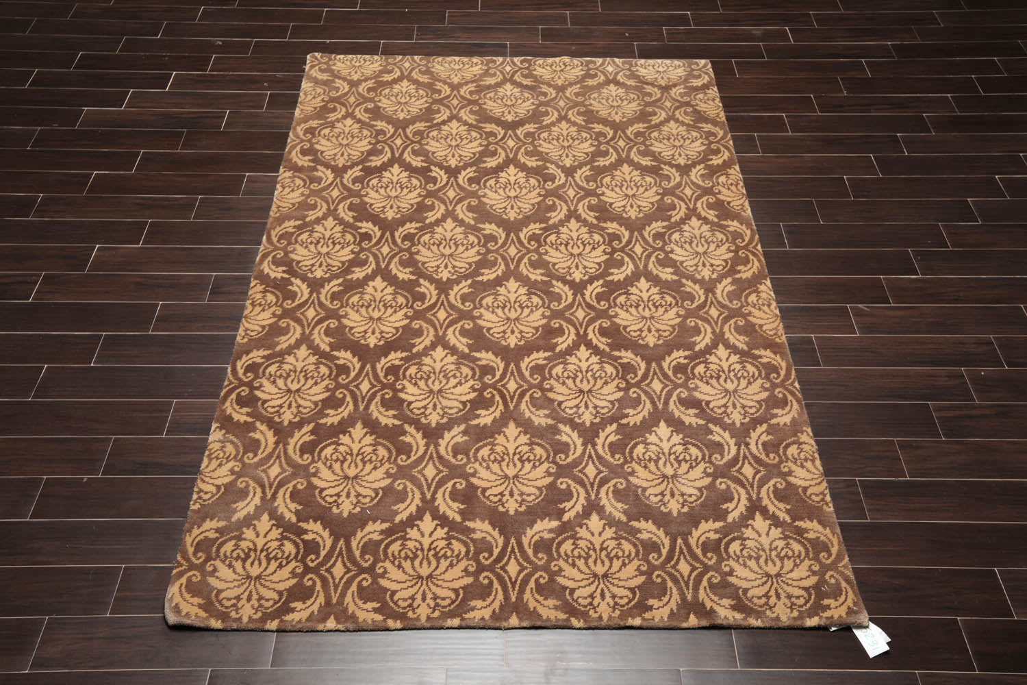 6x9 Brown, Caramel, Color Hand Knotted All-Over 100% Wool Transitional Oriental Rug