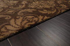 6x9 Brown, Caramel, Color Hand Knotted All-Over 100% Wool Transitional Oriental Rug