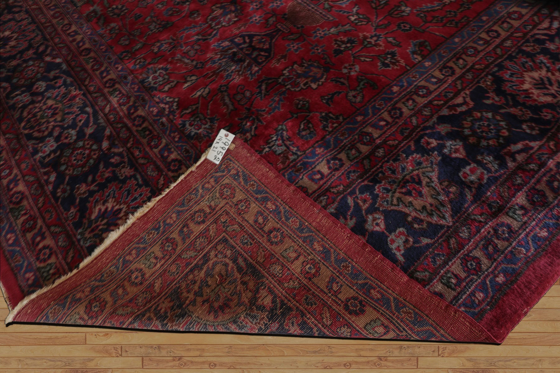 Oversize Deep Wine Red, Midnight Blue, Navy Color Hand Knotted Agra Wool Traditional Oriental Rug