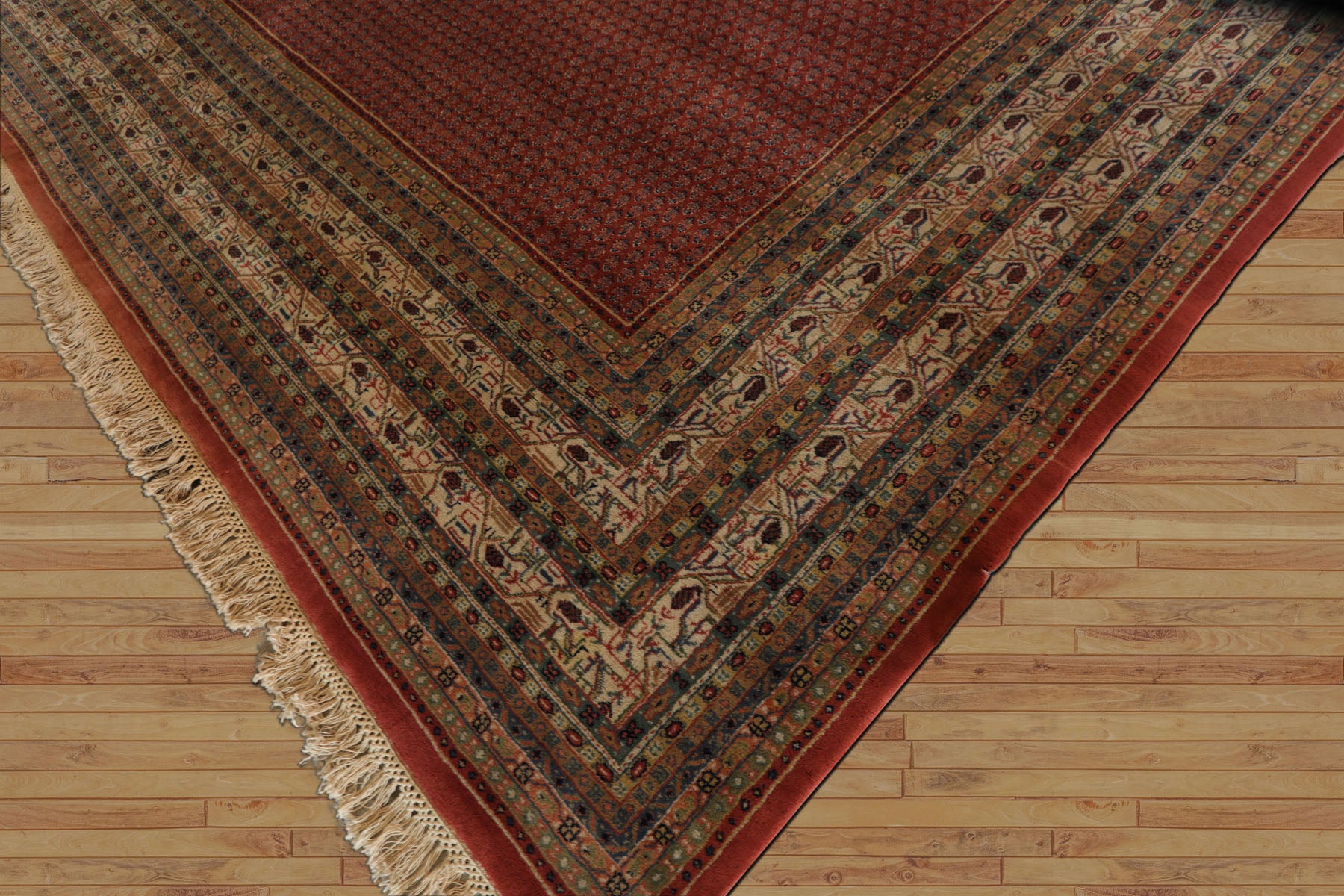 12x18 Rust, Rose, Beige Color Hand Knotted Paisley Wool Traditional Oriental Rug