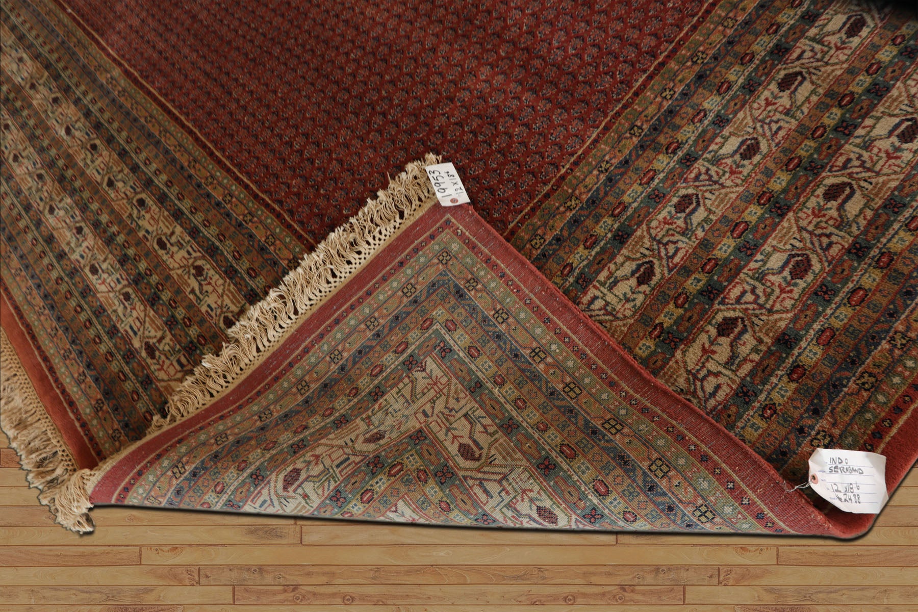 12x18 Rust, Rose, Beige Color Hand Knotted Paisley Wool Traditional Oriental Rug