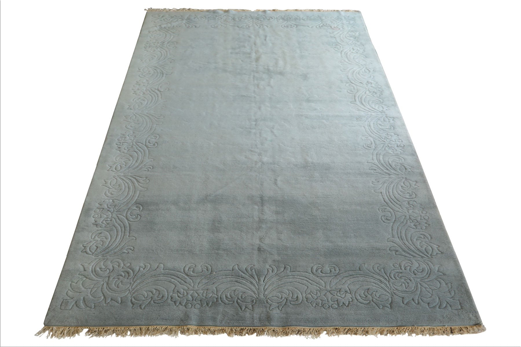 Oversize Light Blue, , Color Hand Knotted Aubusson Savonnerie Wool Traditional Oriental Rug