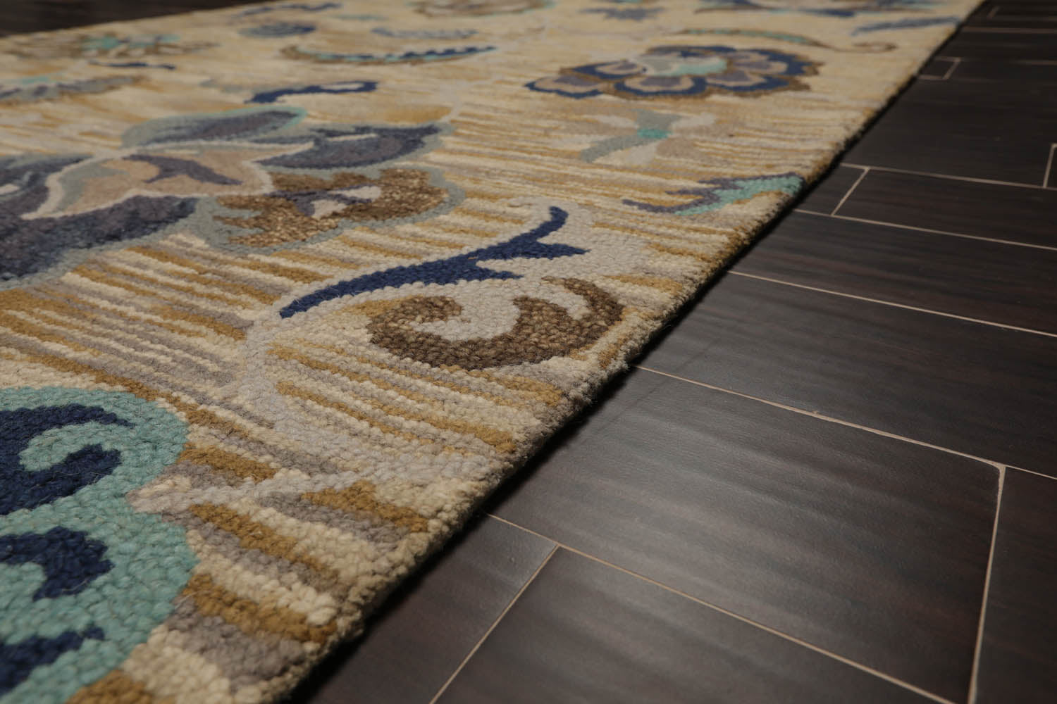 5x7 Beige, Gray, Turquoise Color Hand Tufted Floral 100% Wool Transitional Oriental Rug