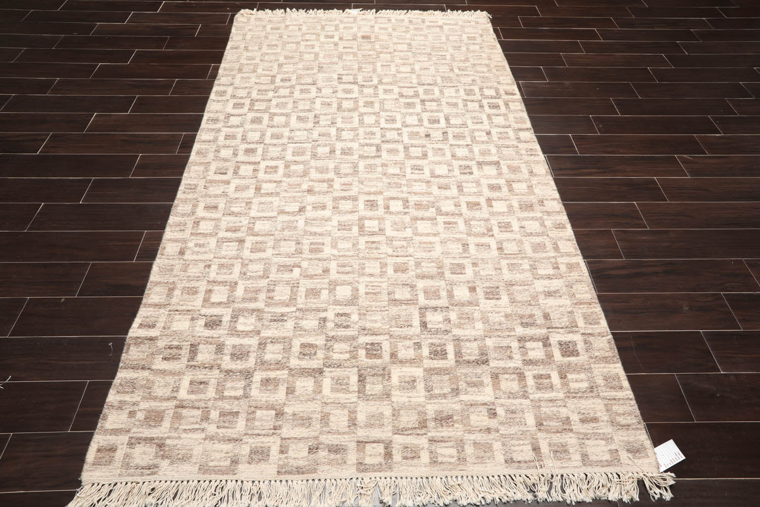 5x8 Beige, Brown, Color Hand Knotted All-Over 100% Wool Modern Oriental Rug
