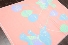 5x7 Coral, Green, Turquoise Color Machine Made All-Over 100% Wool Traditional Oriental Rug