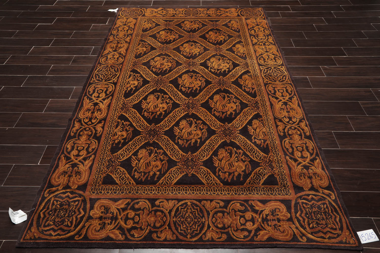 6x9 Charcoal, Brown, Gold Color Hand Knotted Pictorial 100% Wool Transitional Oriental Rug