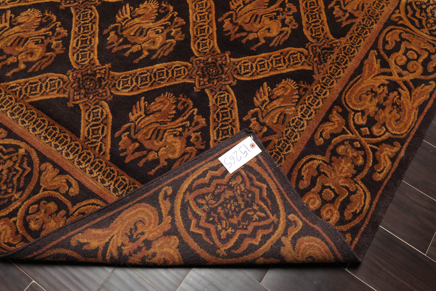 6x9 Charcoal, Brown, Gold Color Hand Knotted Pictorial 100% Wool Transitional Oriental Rug