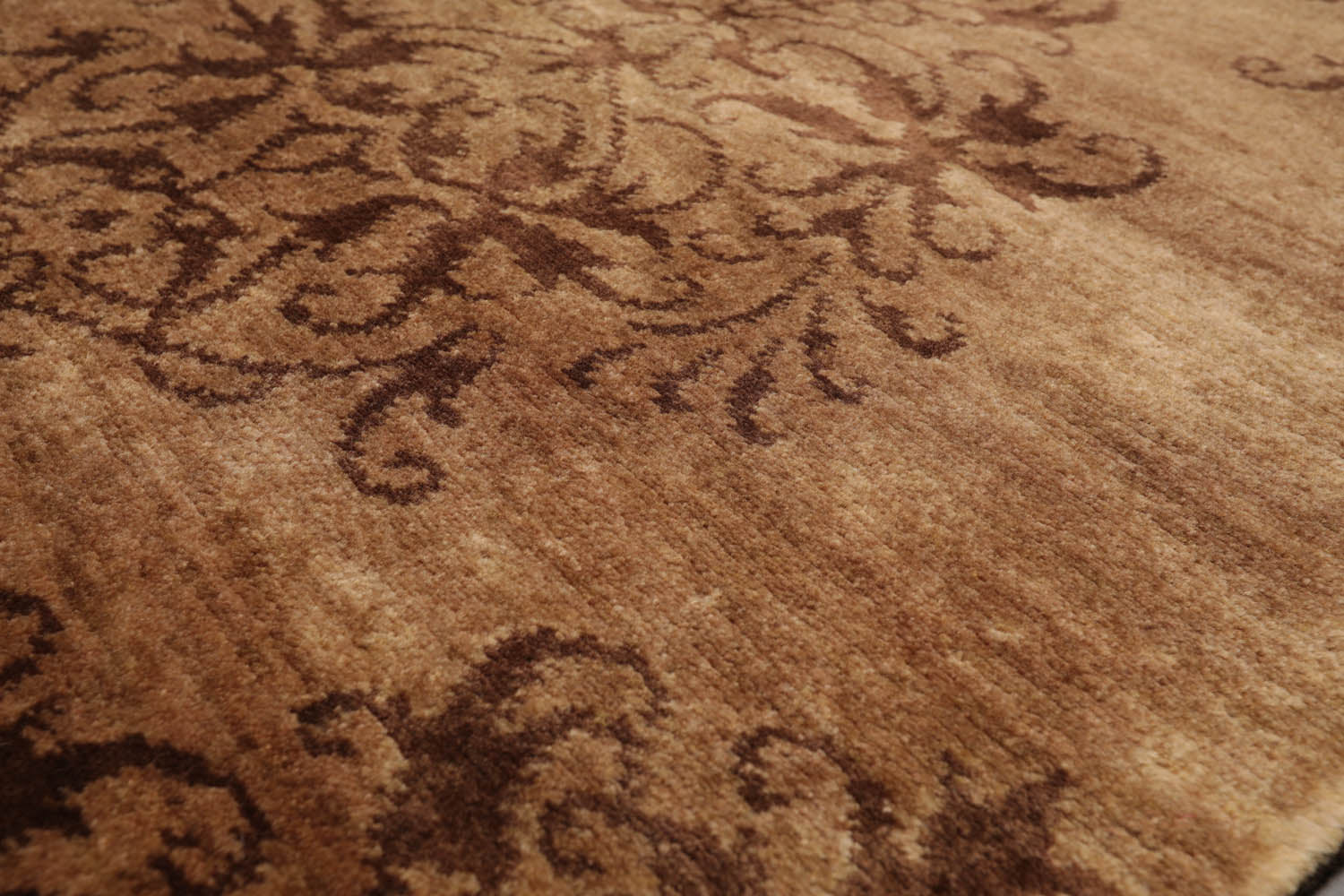 5x8 Tan, Brown, Color Hand Knotted All-Over 100% Wool Transitional Oriental Rug