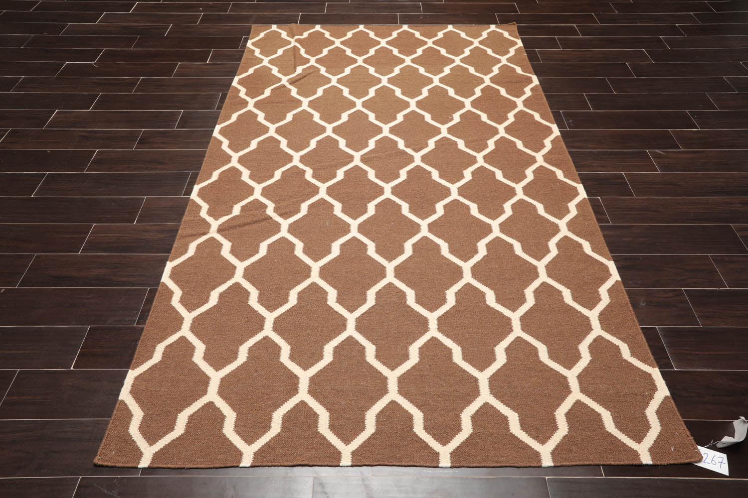 5x8 Brown, Beige, Color Hand Woven All-Over 100% Wool Kilim Oriental Rug