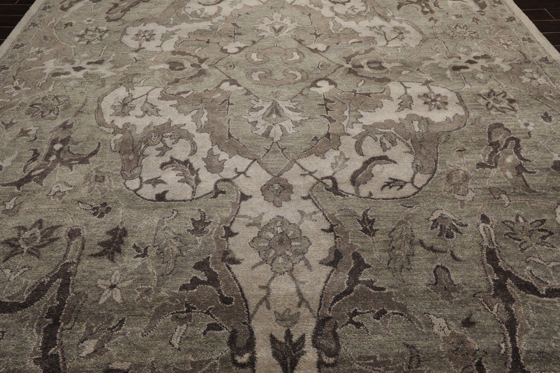 Mervela 5x8 Light Gray, Moss Hand Tufted Persian 100% Wool Traditional  Oriental Area Rug