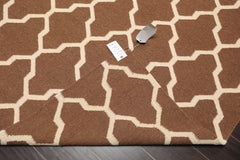 5x8 Brown, Beige, Color Hand Woven All-Over 100% Wool Kilim Oriental Rug