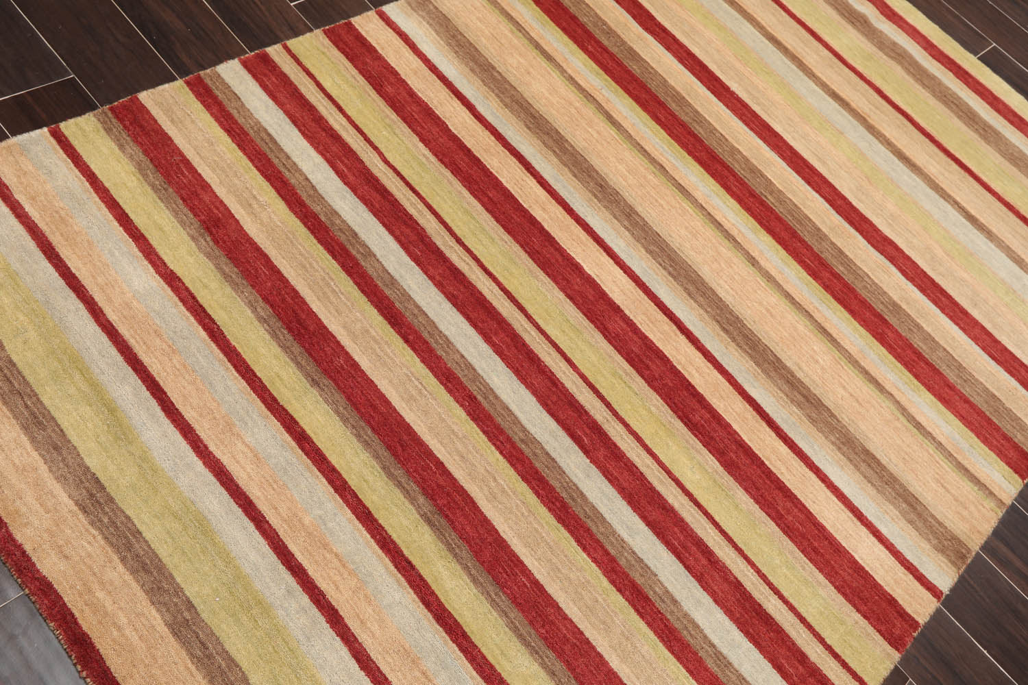 5x8 Multicolor, Brown, Gray Color Hand Knotted All-Over 100% Wool Modern Oriental Rug