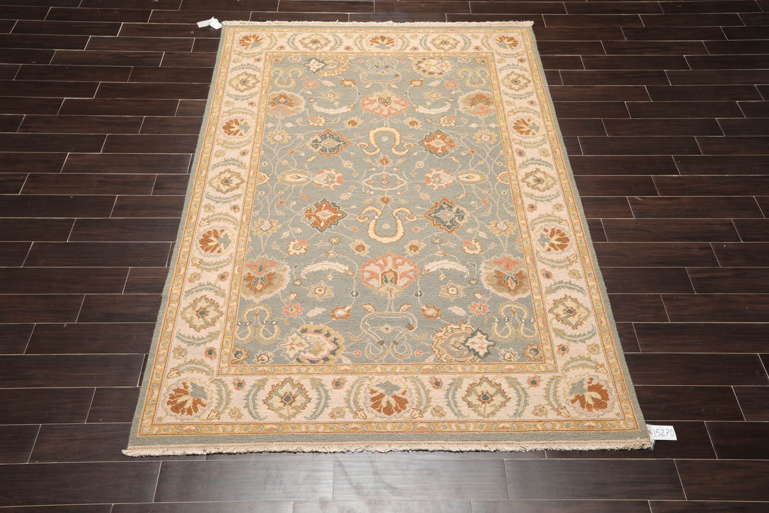 6x9 Slate, Beige, Rust Color Hand Knotted All-Over 100% Wool Traditional Oriental Rug
