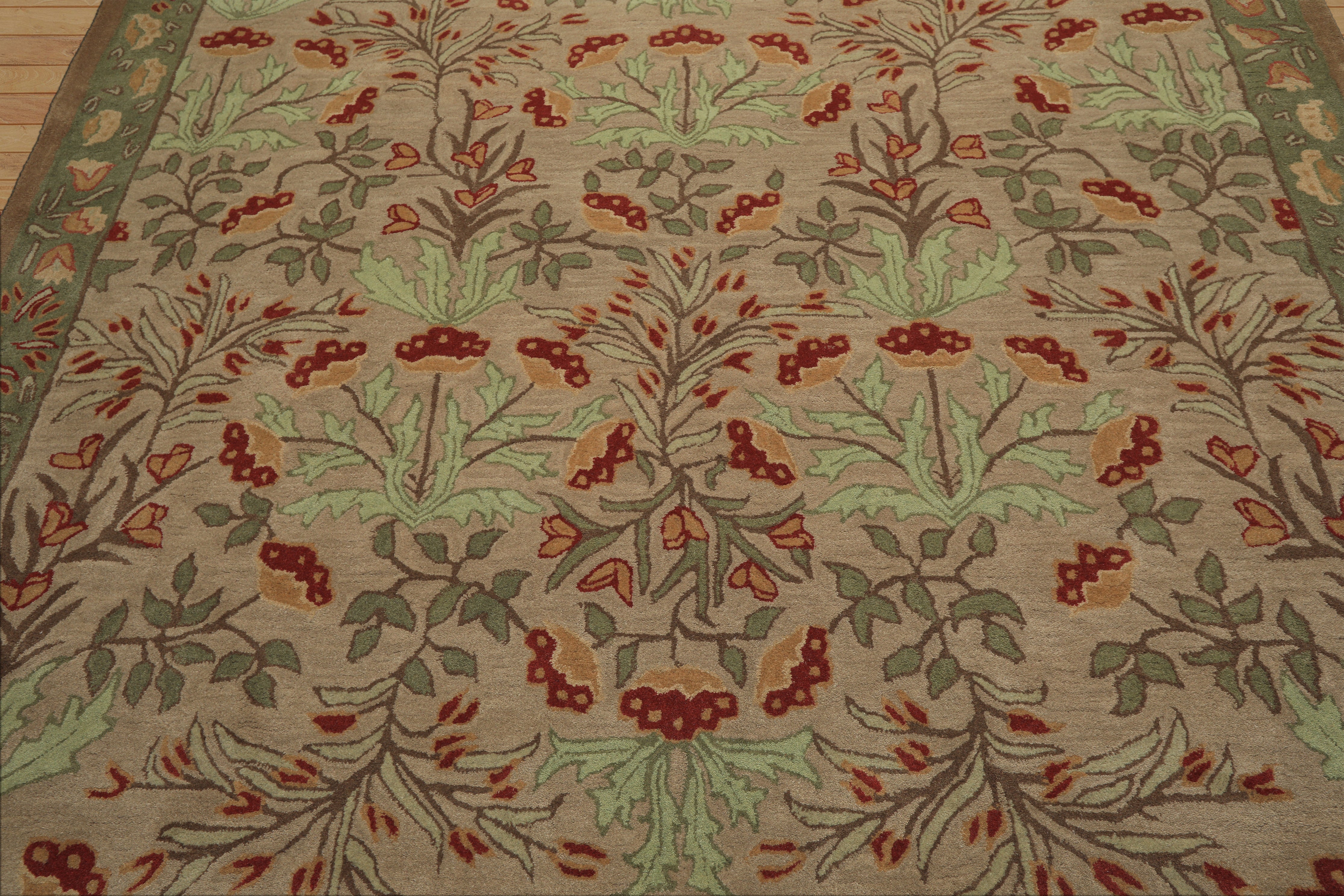 Multi Size Beige, Sage Hand-Tufted Persian 100% Wool Botanical Floral ACELENE Transitional Oriental Area Rug